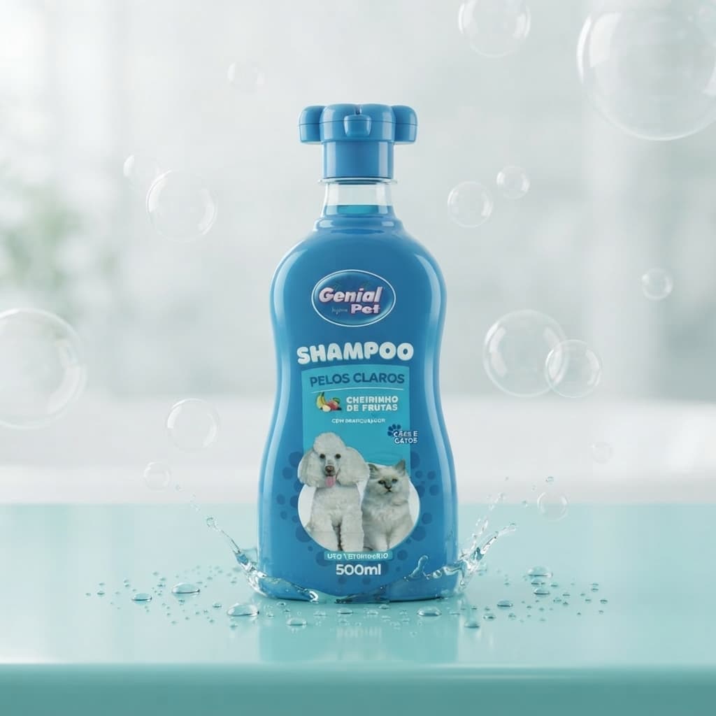 Shampoo Pelos Claros Frutas 500ml Genial Pet para Cães e Gatos