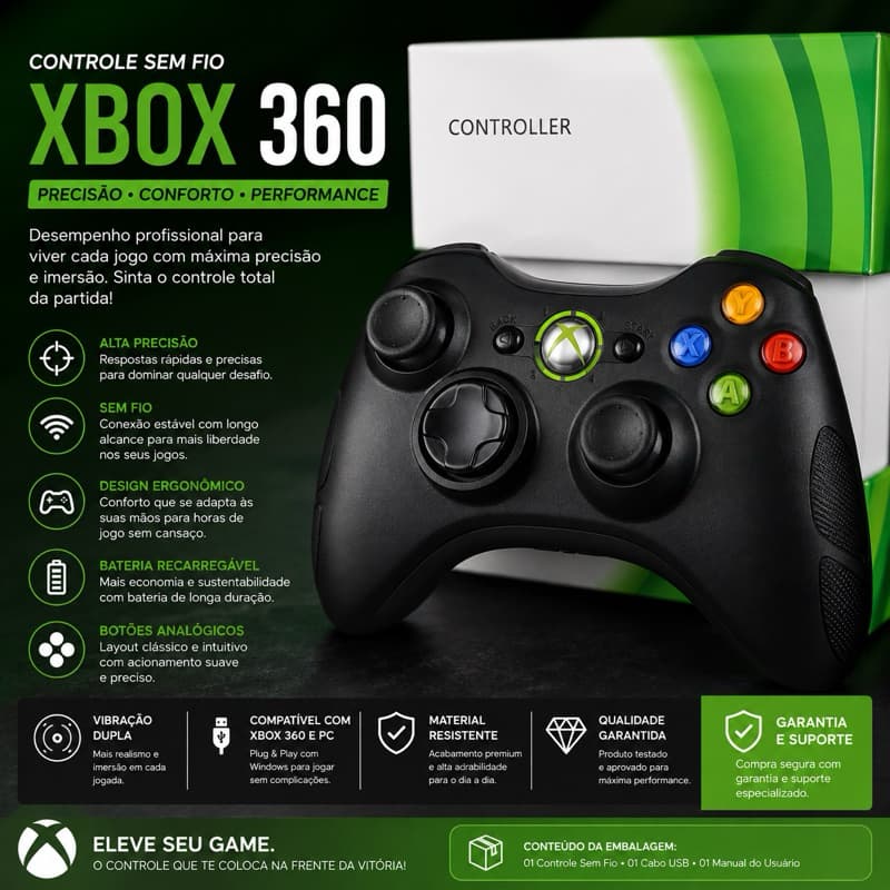 Controle Xbox-360 com fio
