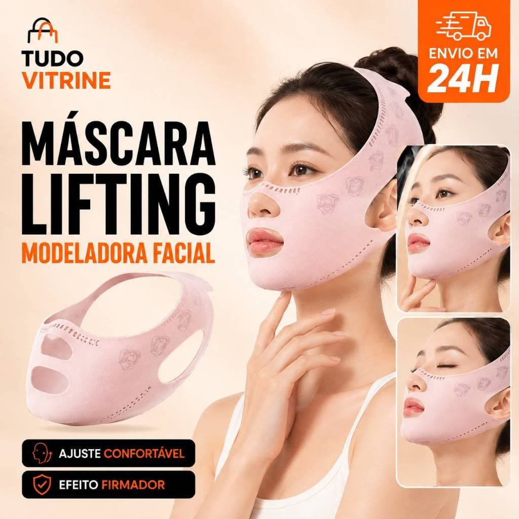Máscara Facial Lifting Modeladora Reutilizável Ajustável Compressão Facial para Queixo e Rosto