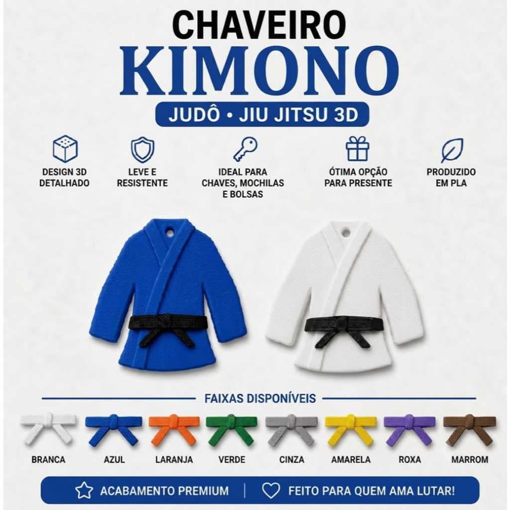 Chaveiro Mini Kimono Judô Jiu Jitsu 3D Faixas Coloridas Acessório Mochila e Chaves
