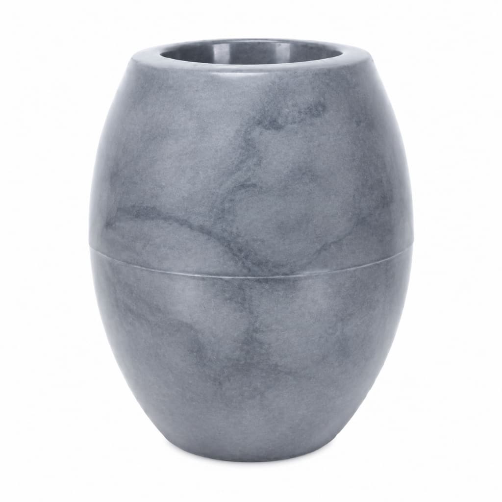 Vasos Para Plantas Oval Marmorizado Tamanho M com Prato Coletor - Vaso Decorativo em Polietileno