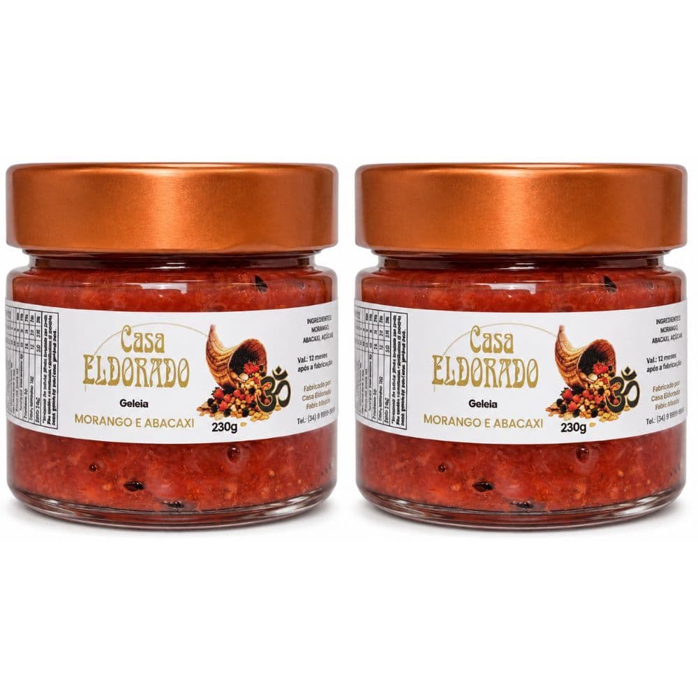 Kit 2 Geleia Artesanal de Morango com Abacaxi - 230g - Eldorado Geleia Fina Gourmet