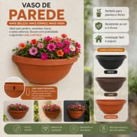 Vaso de Parede para Plantas Meia-Lua 3 Cores Preto Café Terracota