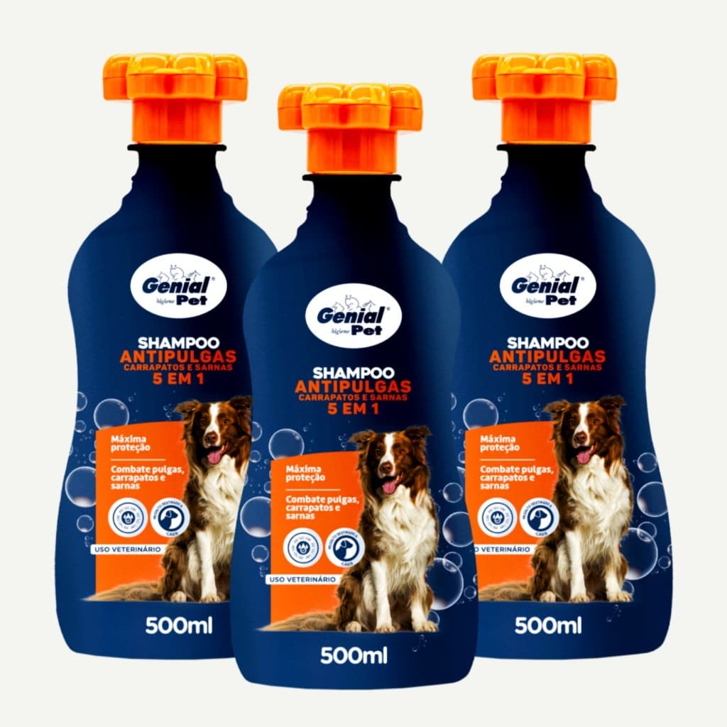 Shampoo 6 em 1  Pulguicida, Carrapaticida, Sarnicida e Pilhocida AntiPulgas