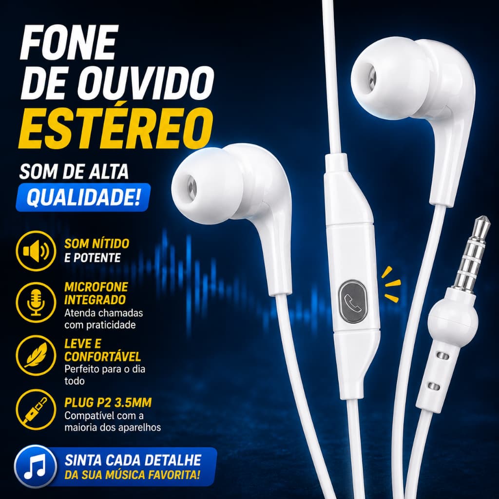 Fone De Ouvido P2 Com Microfone Lelong LE-0240 Entrada 3.5mm