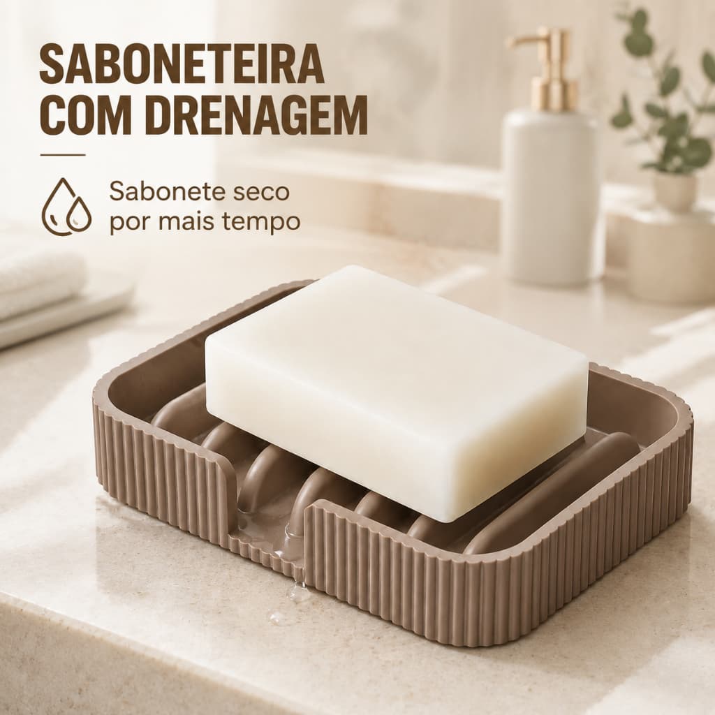 Saboneteira Minimalista Premium canelada De Luxo para Lavabo Banheiro pia com Drenante