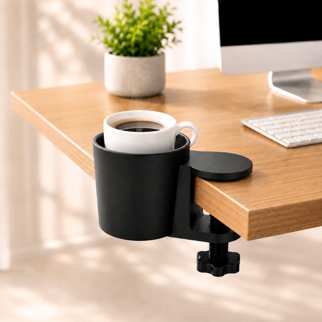 Suporte Porta Copos de Mesa com Rosca Ajustável Anti-Queda Gamer Escritório Home Office Resistente
