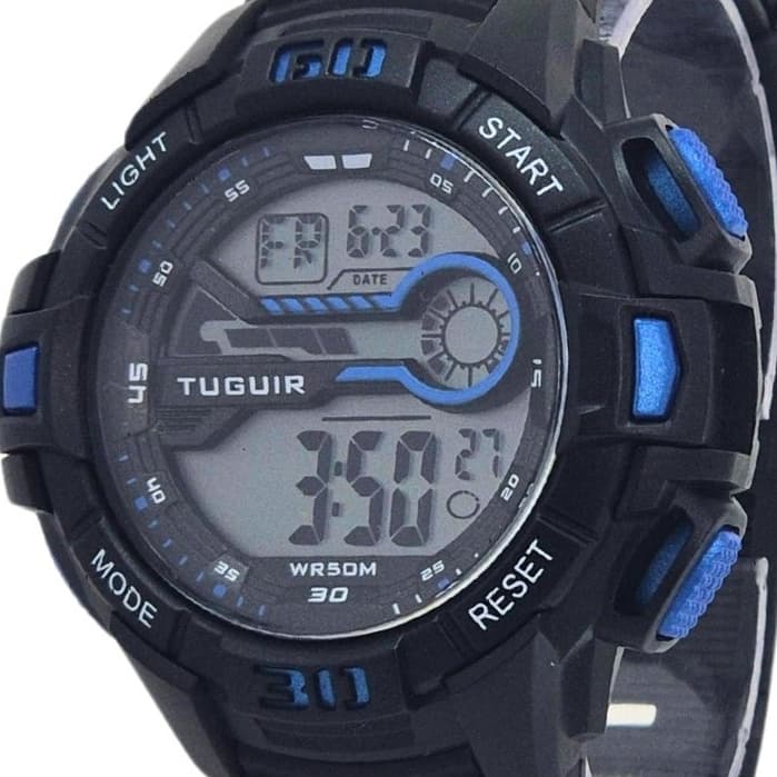 Relógio Masculino Tuguir Digital TG30464 Preto e Azul (Resistente à água 5ATM, Esportivo, Despertador, Cronômetro)