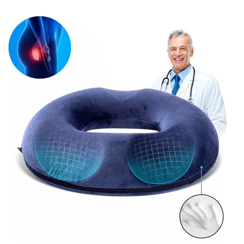 Almofada Confortável para Hemorroidas e Coccix-Alívio Imediato-Viscoelástica Ideal para Cadeira Gamer, Carro e Pós-parto