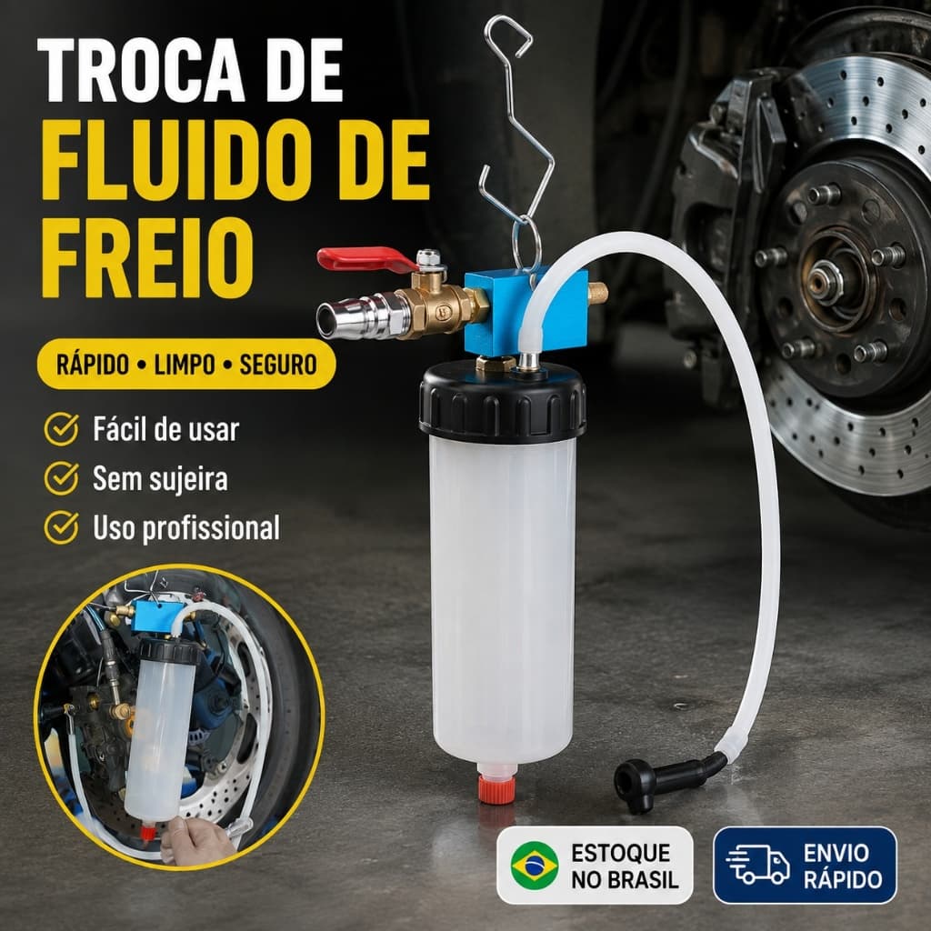 Kit Sangria de Freio Pneumático 300ml com Mangueira para Troca de Fluido de Freio Carro e Moto