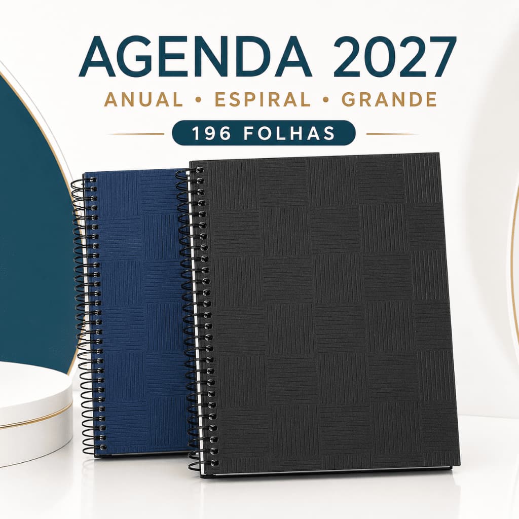 Agenda 2027 Anual Espiral Grande 196 Folhas para Trabalho Escritório e Organização