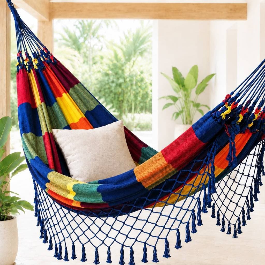 Rede de Descanso Casal Dormir Aconchego Algodão Resistente Decorativa