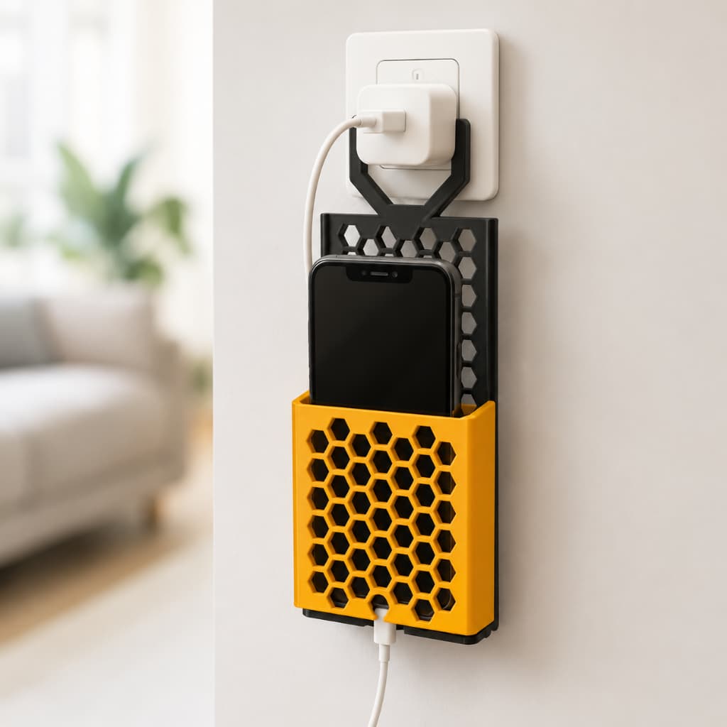 Suporte Suspenso Para Celular Carregando Na Tomada Organizador Porta celular Organizador Suporte Tomada