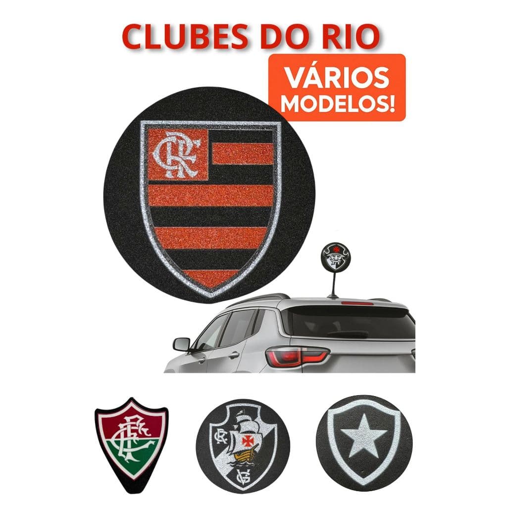 Ponteira Enfeite de Antena Clubes do Rio - Botafogo - Flamengo - Fluminense - Vasco - Carro e Moto