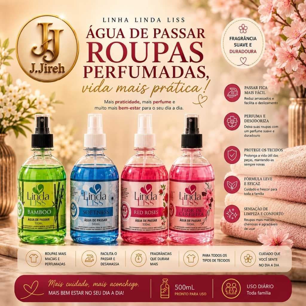 Água de Passar Perfumada – Ideal para Cortinas, Lençóis, Estofados e Roupas em Geral | Perfume para roupa