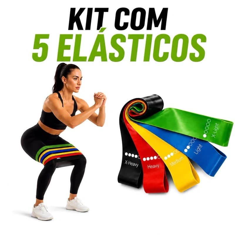 Kit 5 Elásticos para Exercícios Original Mini Band Elástico de Exercício Crossfit Fisioterapia