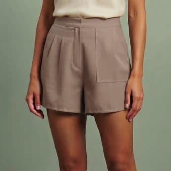 Shorts Saia Alfaiataria Feminina Cós Alto Liso Social Elegante Soltinho Pronta Entrega Tam. G
