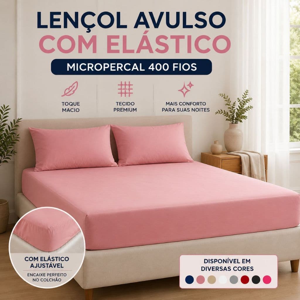 Lençol Avulso com Elástico 400 Fios Solteiro Casal Box Queen King Toque Aveludado Macio