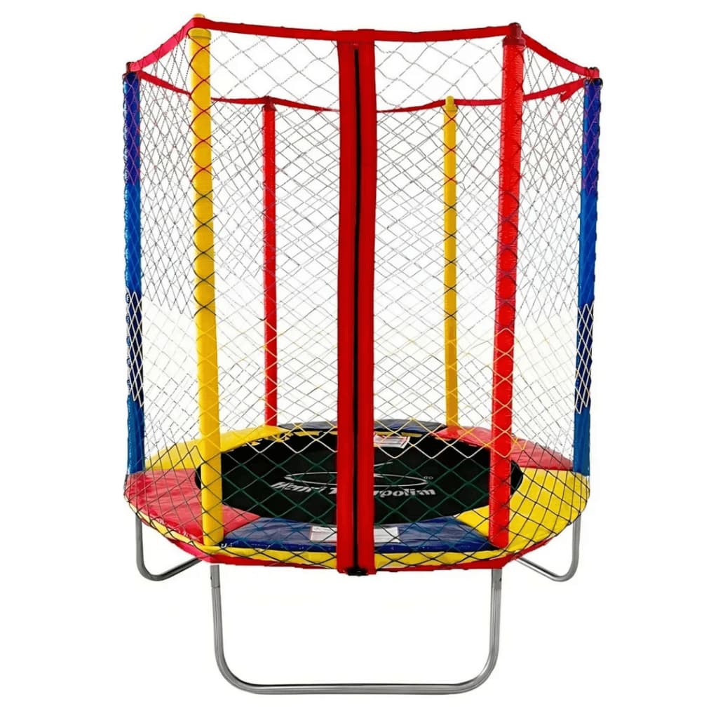 Cama Elástica Pula Pula 1,40m Henri Trampolim Evolution Preta Rede Proteção com Zíper Infantil
