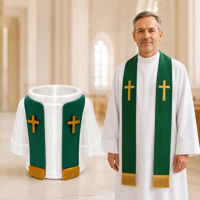 Porta Canetas Sacerdote Católico Presente para Padre Decoração Mesa