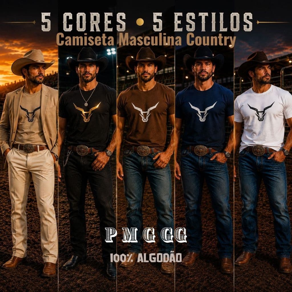 Camiseta Masculina Country 100% Algodão Premium Estilo Agro Rodeio Western