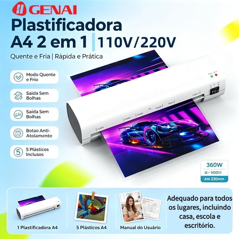 110V /220V 9 Polegadas A4 Plastificadora Laminadora De Com 5 Bolsas De Laminação Laminadora Térmica Antiatolamento