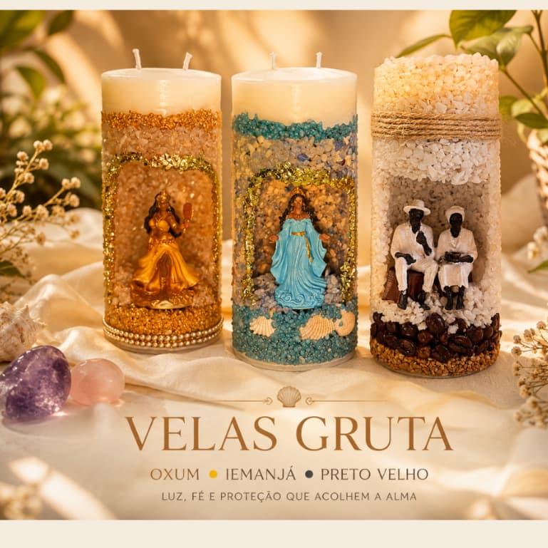 Velas Gruta dos Orixás – Iemanjá, Oxum e Pretos-Velhos