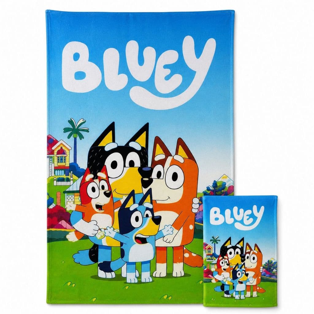 Kit Toalha De Banho + Toalha De Mão Infantil Bluey Menino Menina