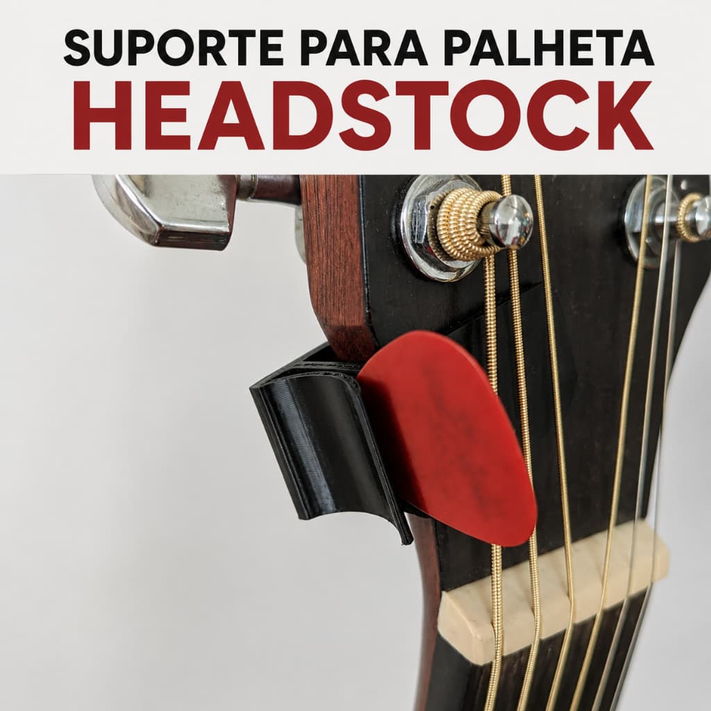 Kit 5 Seguradores de Palheta para Headstock Guitarra Violão Baixo Preto