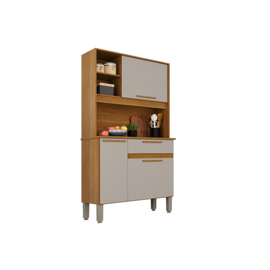 Cozinha Compacta de Cozinha Lia Salleto MDP 3 Portas 1 Gaveta com Tampo