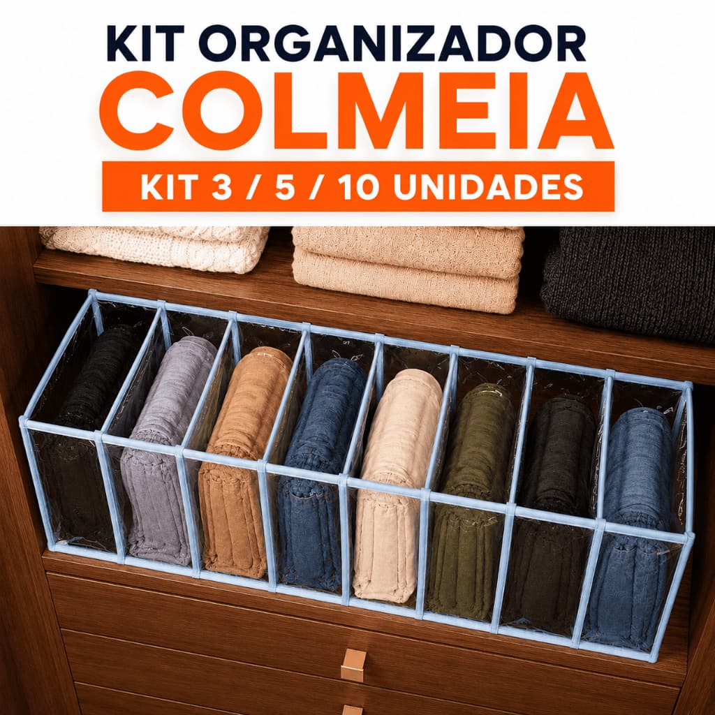 Organizador de Roupas 8 Divisórias Caixa Organizadora Guarda Roupa Armário Closet Transparente