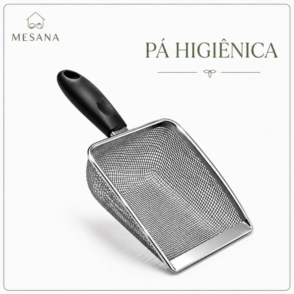 Pá Higiênica para Gatos Aço Inox Coletora Caixa Areia