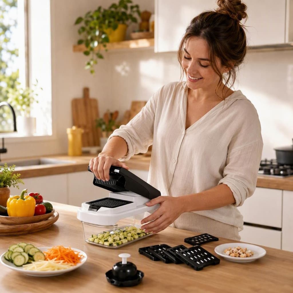 Cortador de Legumes 8 em 1 Multifuncional com Recipiente