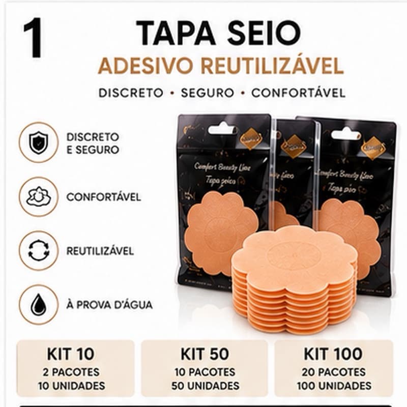 Tapa-Seios Invisível Adesivo Protetor 7,5cm para Mamilos/Auréola Kit 10 50 100 Reutilizável