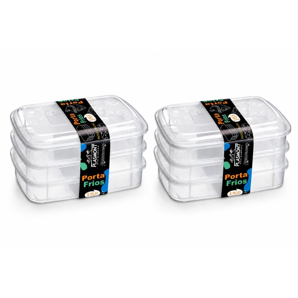 Porta Frios Empilhável Triplo 3 Peças Transparente Organizador de Geladeira