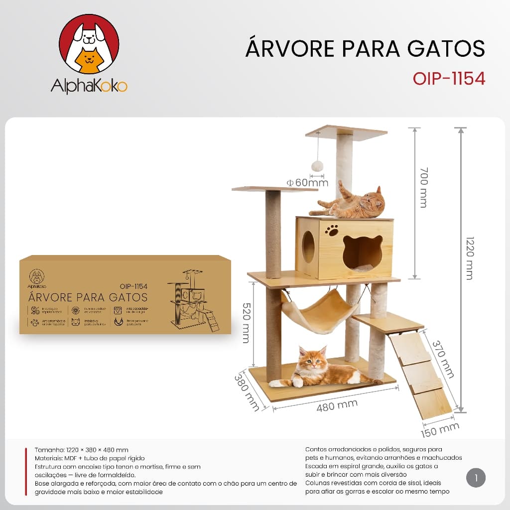 Arranhador Para Gatos Torre Árvore De Gatos Casinha Brinquedo Pet
