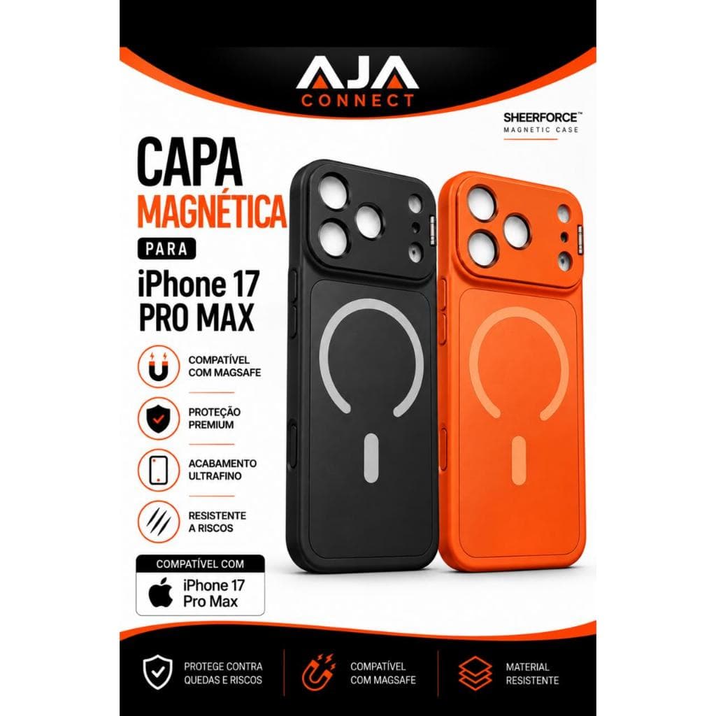 CAPA MAGNÉTICA MAGSAFE PARA iPHONE 17 PRO MAX + PELÍCULA 3D GRÁTIS