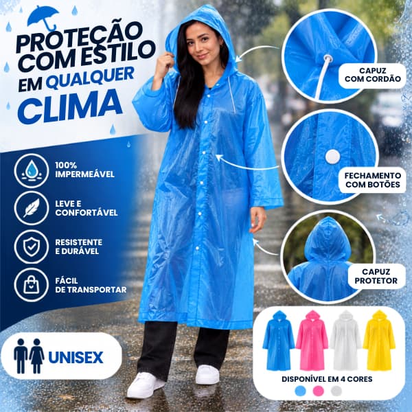 Capa de Chuva reutilizável diversas cores grossa capuz e botão |DEPARTMENT STORE