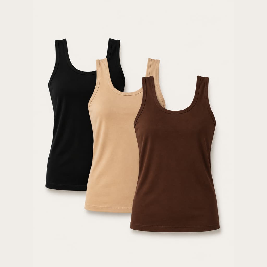 Kit 3 ou 2 Blusinha Regata Alça Larga Lisa Feminino Conforto Estilo Ocasiões Casuais e Diárias