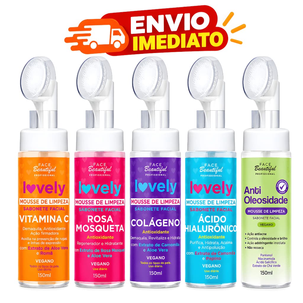 Sabonete Mousse Facial - Espuma de Limpeza Profunda Lovely 150ml Vegano - Cuidados com a Pele