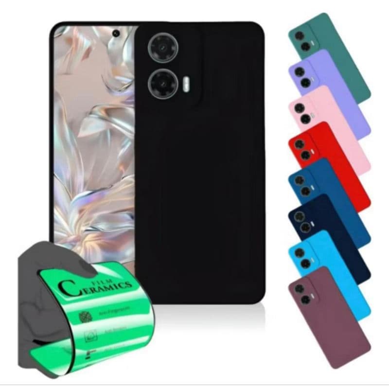Kit Capinha + Película Moto G35 Capa aveludada anti impacto motorola protecao premium