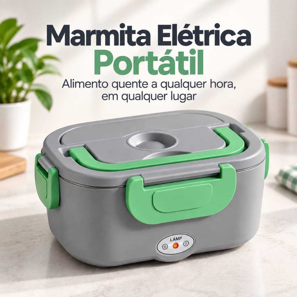 Marmita Elétrica Bivolt 1,5L 40W Aquece Sem Água 110V 220V 12V 24V Carro Trabalho