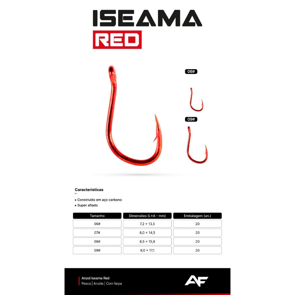 ANZOL ISEAMA VERMELHO AMARELO PARA TAINHA TODOS OS TAMANHOS