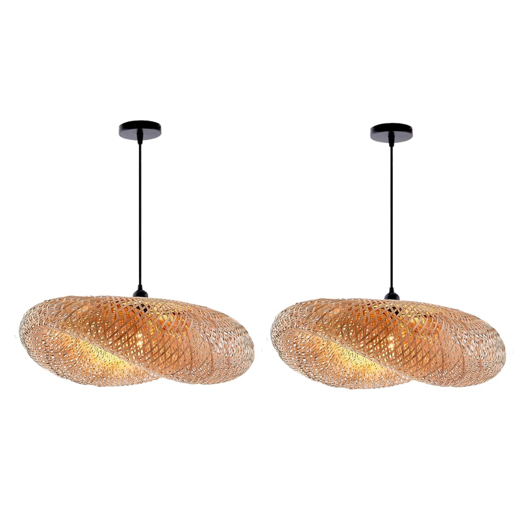 KIT 2 PEÇAS Pendente Rústico Bambu Natural Artesanal 60cm Luminária Teto  Sala Jantar  Iluminação Decoração