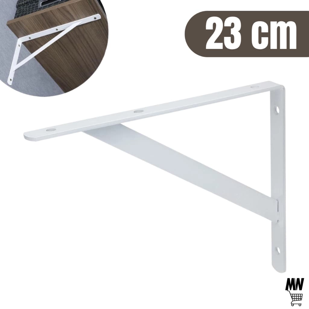 Suportes Mão Francesa Branca 23cm - Canto Tábua Cantoneira Reforçada