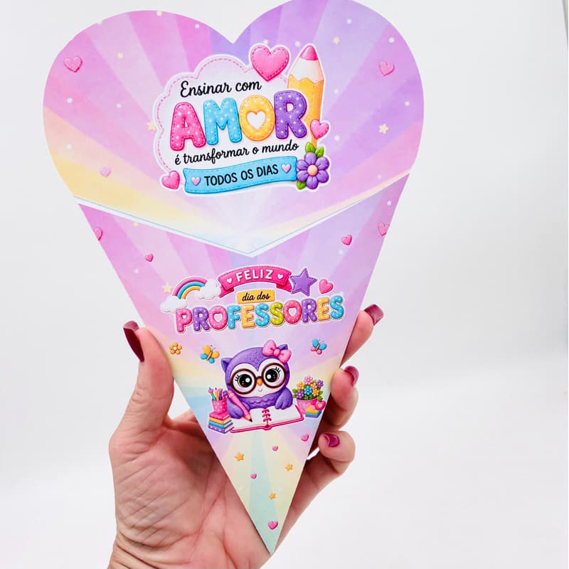 Embalagem de presente Dia dos Professores | Cone para bombons Doces e Lembrancinha | Presente para Professora