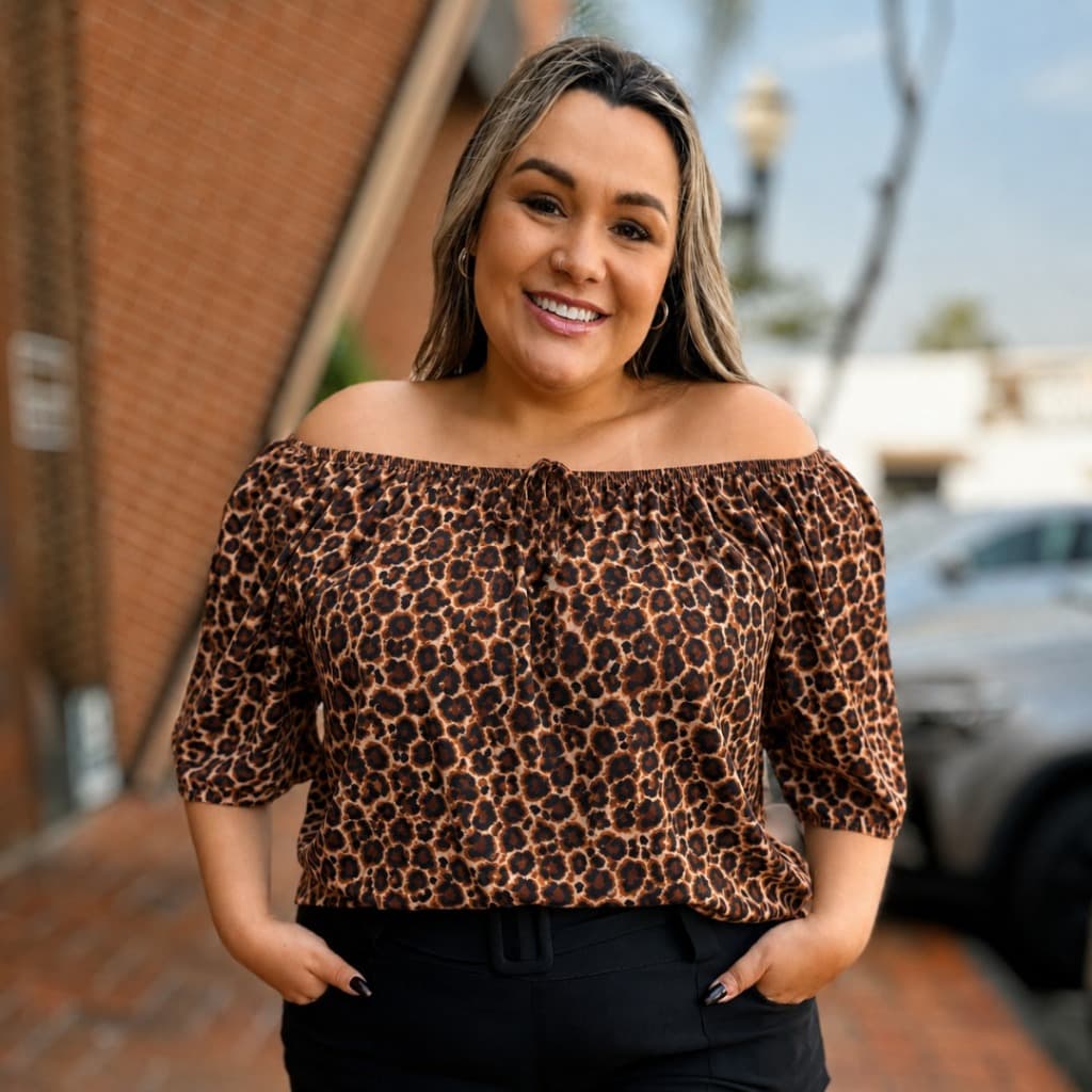 Blusa Plus Size Feminina Ciganinha Duna Elegante Confortável