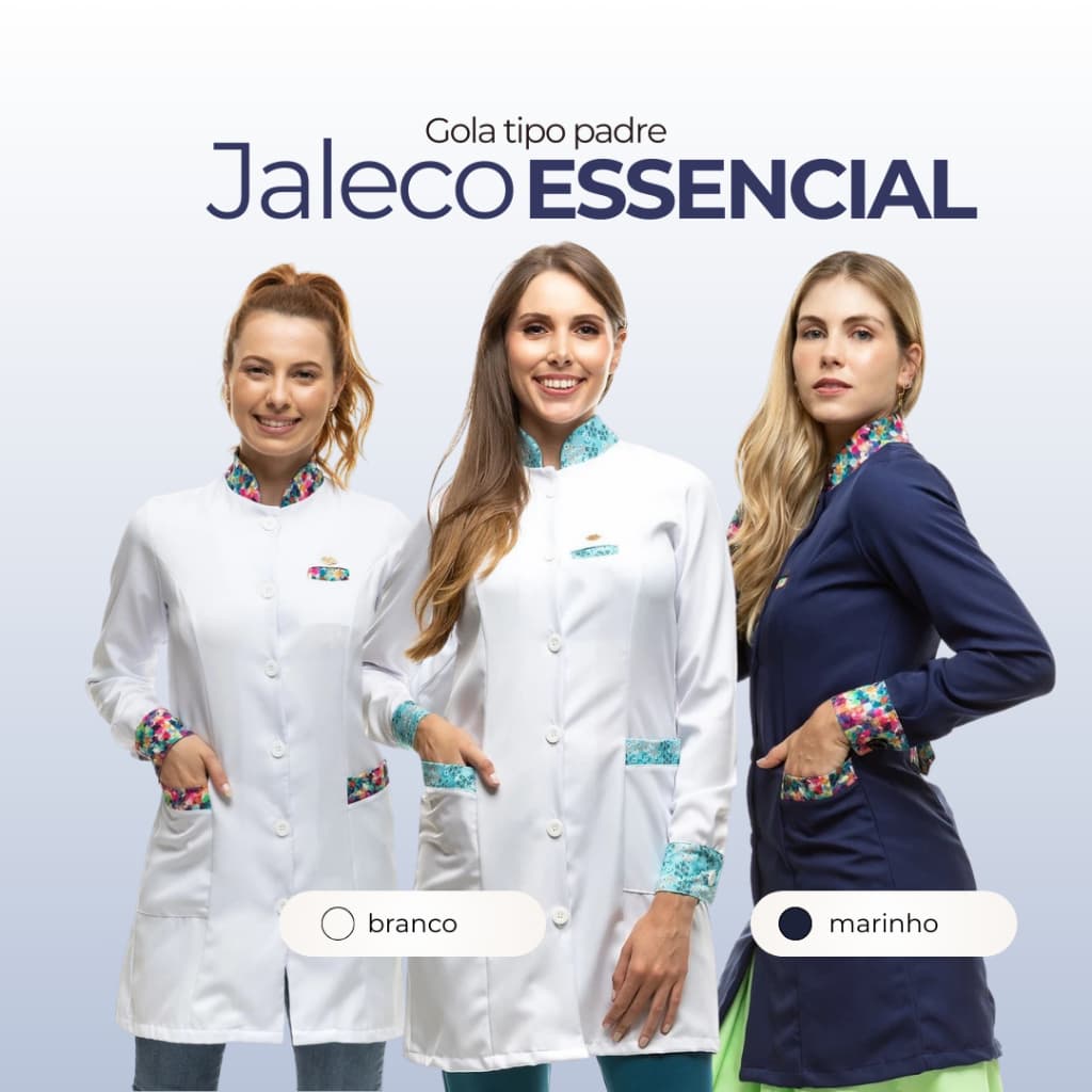 Jaleco Feminino Essencial Estampado Manga Longa Enfermagem Hospitalar