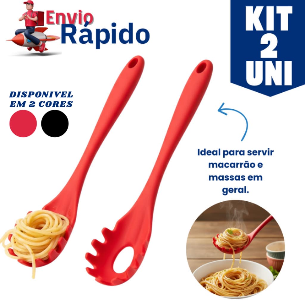 Jogo 2 Utensílios Pegador de Massa Silicone Resistente Temperatura 230° Casa Cozinha E Restaurante