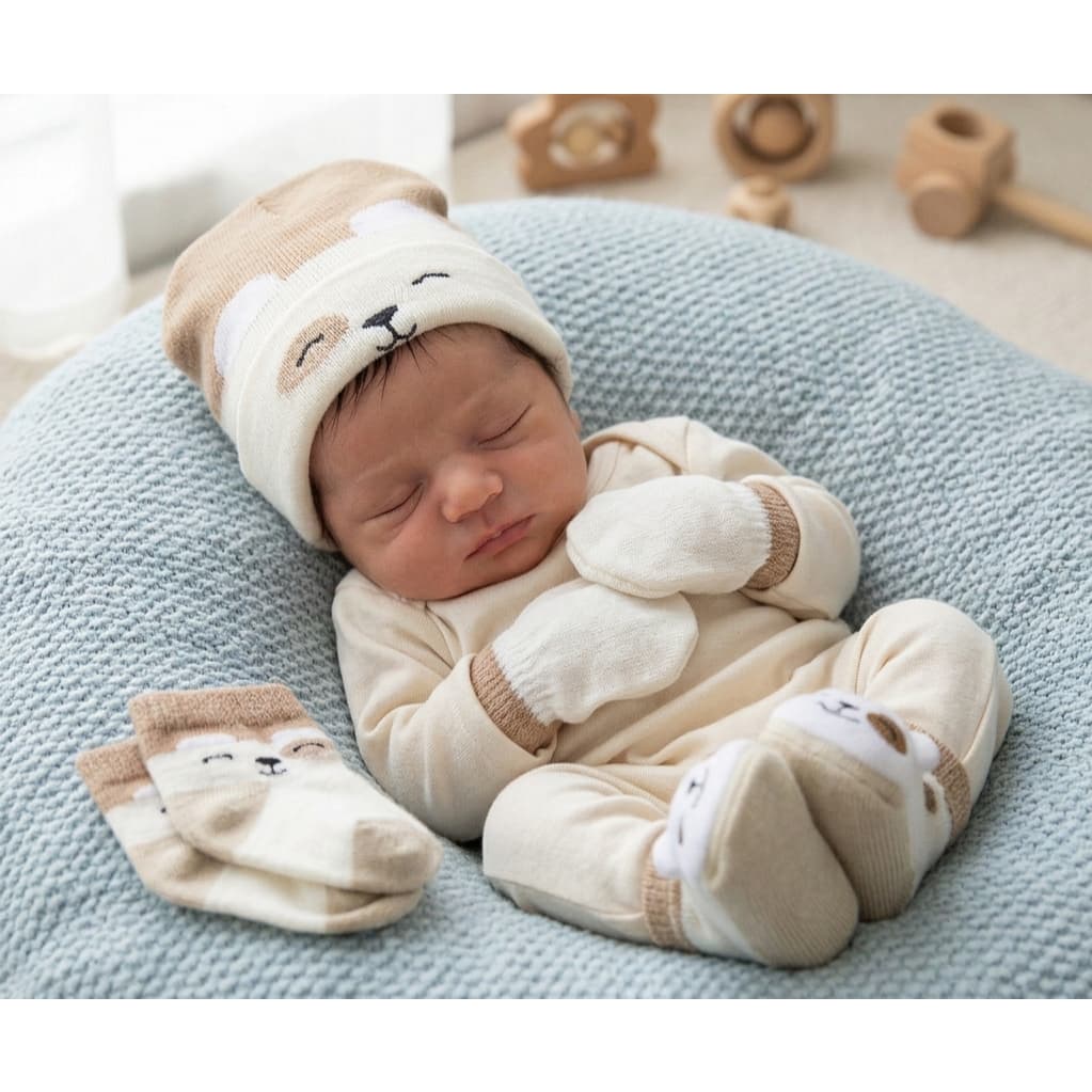 Kit Enxoval Bebe Toca Luva Sapatinho E Meia De Recem Nascido Maternidade Menino Duck